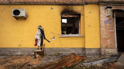 В Гостомеле вандалы срезали граффити Бэнкси, их уже нашла и допрашивает полиция