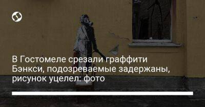 В Гостомеле срезали граффити Бэнкси, подозреваемые задержаны, рисунок уцелел: фото