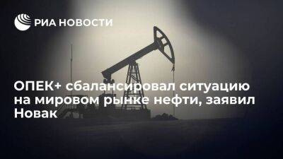 Вице-премьер Новак назвал мировой рынок нефти сбалансированным благодаря ОПЕК+