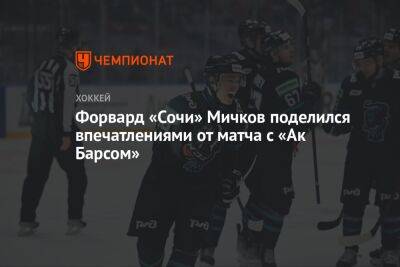 Форвард «Сочи» Мичков поделился впечатлениями от матча с «Ак Барсом»