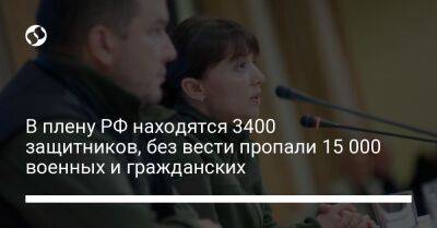 В плену РФ находятся 3400 защитников, без вести пропали 15 000 военных и гражданских