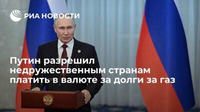 Путин разрешил расчеты в валюте для недружественных стран при оплате задолженности за газ
