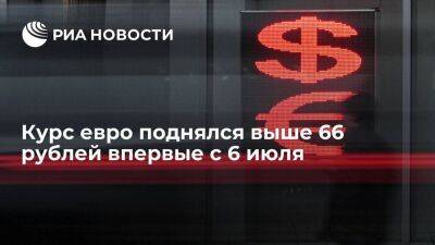 Курс евро на Московской бирже поднялся выше 66 рублей впервые с 6 июля