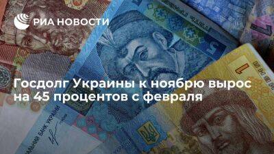 Госдолг Украины к ноябрю вырос на 45% с 24 февраля, приблизившись к 80% ВВП