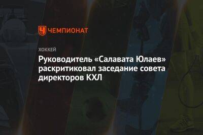 Руководитель «Салавата Юлаев» раскритиковал заседание совета директоров КХЛ