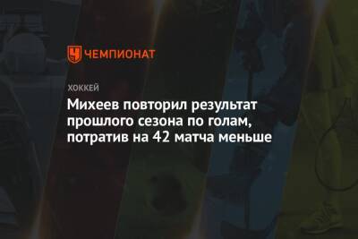 Михеев повторил результат прошлого сезона по голам, потратив на 42 матча меньше