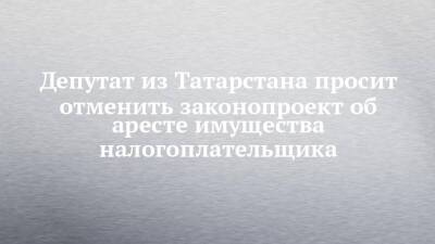 Депутат из Татарстана просит отменить законопроект об аресте имущества налогоплательщика