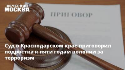 Суд в Краснодарском крае приговорил подростка к пяти годам колонии за терроризм