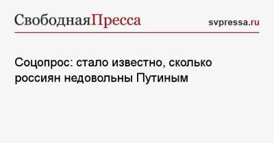 Соцопрос: стало известно, сколько россиян недовольны Путиным