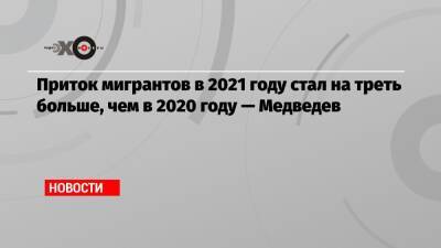 Приток мигрантов в 2021 году стал на треть больше, чем в 2020 году — Медведев