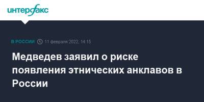 Медведев заявил о риске появления этнических анклавов в России