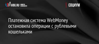 Платежная система WebMoney остановила операции с рублевыми кошельками