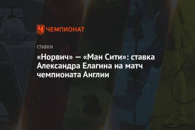 Маня Садио - Александр Елагин - Смит Дин - «Норвич» — «Ман Сити»: ставка Александра Елагина на матч чемпионата Англии - championat.com - Англия