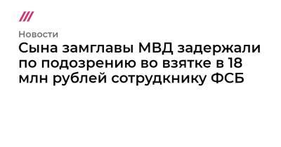 Сына замглавы МВД задержали по подозрению во взятке в 18 млн рублей сотруднику ФСБ