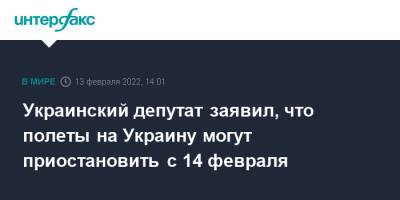 Украинский депутат заявил, что полеты на Украину могут приостановить с 14 февраля