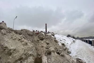 Горы грязного снега с улиц Петербурга свалили на территории Шуваловского леса