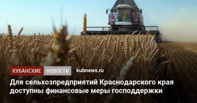 Для сельхозпредприятий Краснодарского края доступны финансовые меры господдержки