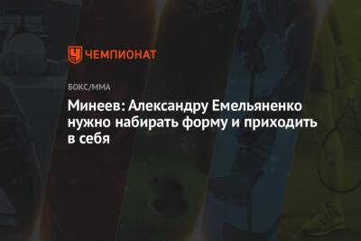 Минеев: Александру Емельяненко нужно набирать форму и приходить в себя