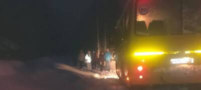 В деревне Карелии автобус с учениками застрял в снегу на улице Школьная
