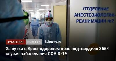 За сутки в Краснодарском крае подтвердили 3554 случая заболевания COVID-19