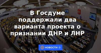 В Госдуме поддержали два варианта проекта о признании ДНР и ЛНР