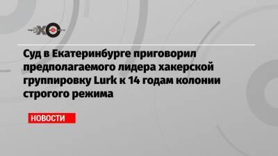 Суд в Екатеринбурге приговорил предполагаемого лидера хакерской группировку Lurk к 14 годам колонии строгого режима
