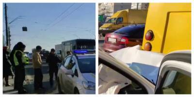В Киеве пьяный таксист влетел в маршрутку, кадры: "пассажиры выходили из салона и..."