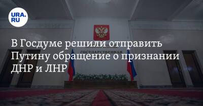 В Госдуме решили отправить Путину обращение о признании ДНР и ЛНР