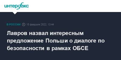 Лавров назвал интересным предложение Польши о диалоге по безопасности в рамках ОБСЕ