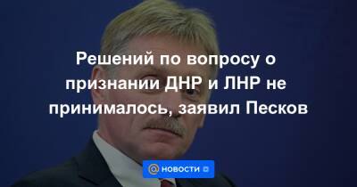 Решений по вопросу о признании ДНР и ЛНР не принималось, заявил Песков