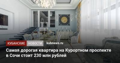 Самая дорогая квартира на Курортном проспекте в Сочи стоит 230 млн рублей