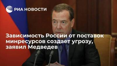 Зампред Совбеза Медведев: зависимость от поставок минеральных ресурсов создает угрозу