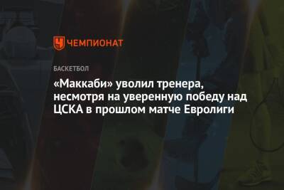 «Маккаби» уволил тренера, несмотря на уверенную победу над ЦСКА в прошлом матче Евролиги