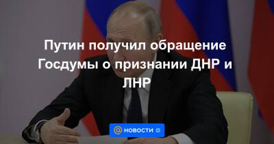 Путин получил обращение Госдумы о признании ДНР и ЛНР