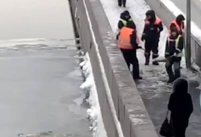 Коммунальщиков, сбрасывающих снег в Неву, засняли на видео