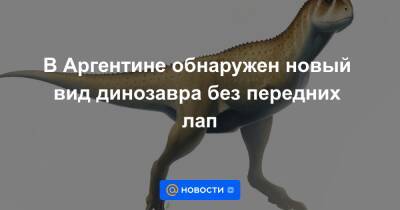 Анна Лысенко - В Аргентине обнаружен новый вид динозавра без передних лап - news.mail.ru - Индия - Аргентина - Мадагаскар