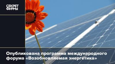 Опубликована программа международного форума «Возобновляемая энергетика»