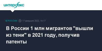 В России 1 млн мигрантов "вышли из тени" в 2021 году, получив патенты