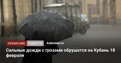 Сильные дожди с грозами обрушатся на Кубань 18 февраля