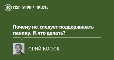 Юрий Косюк - Почему не следует поддерживать панику. И что делать? - epravda.com.ua - Украина