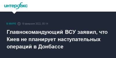 Главнокомандующий ВСУ заявил, что Киев не планирует наступательных операций в Донбассе