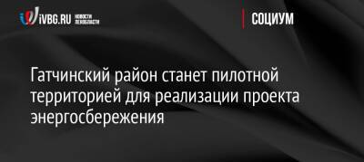 Гатчинский район станет пилотной территорией для реализации проекта энергосбережения - ivbg.ru - Украина - Ленинградская обл. - район Лужский