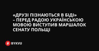 «Друзі пізнаються в біді» – перед Радою українською мовою виступив маршалок Сенату Польщі