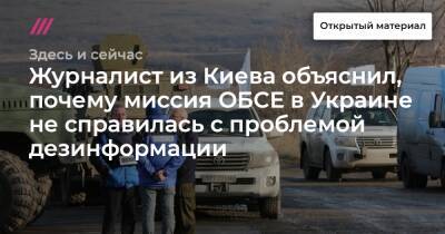 Журналист из Киева объяснил, почему миссия ОБСЕ в Украине не справилась с проблемой дезинформации