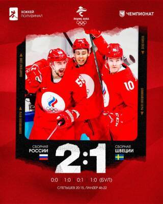 Россия выходит в финал Олимпиады по итогам хоккейного матча со Швецией