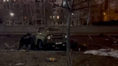 Опубликовано видео с места взрыва возле администрации в Донецке