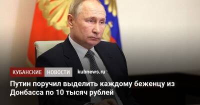 Путин поручил выделить каждому беженцу из Донбасса по 10 тысяч рублей