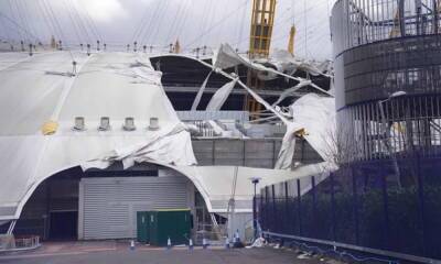 Шторм «Юнис» повредил часть крыши стадиона О2 Arena в Лондоне
