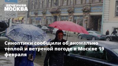 Синоптики сообщили об аномально теплой и ветреной погоде в Москве 19 февраля
