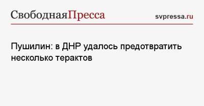 Пушилин: в ДНР удалось предотвратить несколько терактов